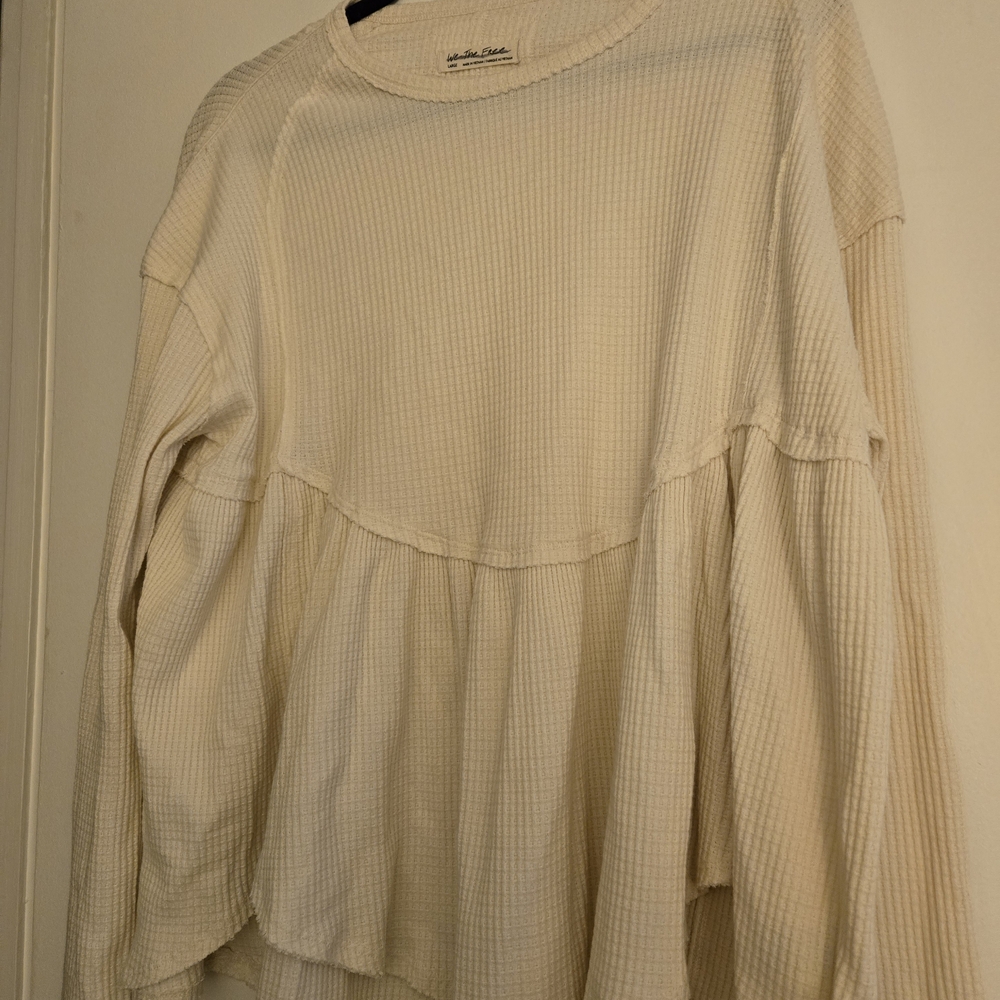 We The Free Off-White Waffle Knit Blouse